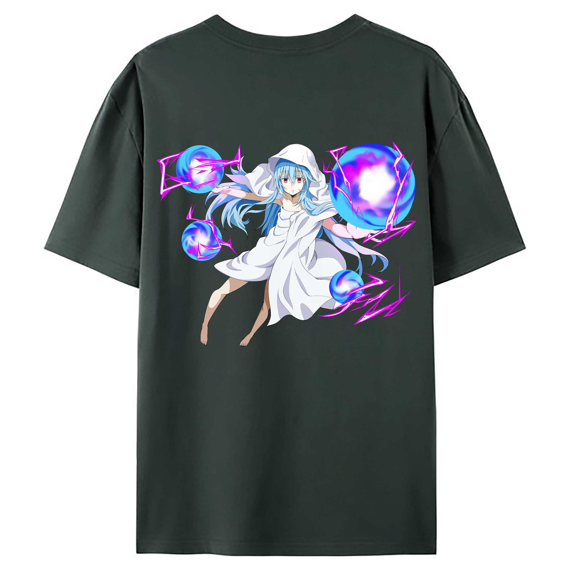（画像用） 転スラ Regarding Reincarnated to Slime 綿100％ メンズ半袖Tシャツ（バックプリント） 通気性